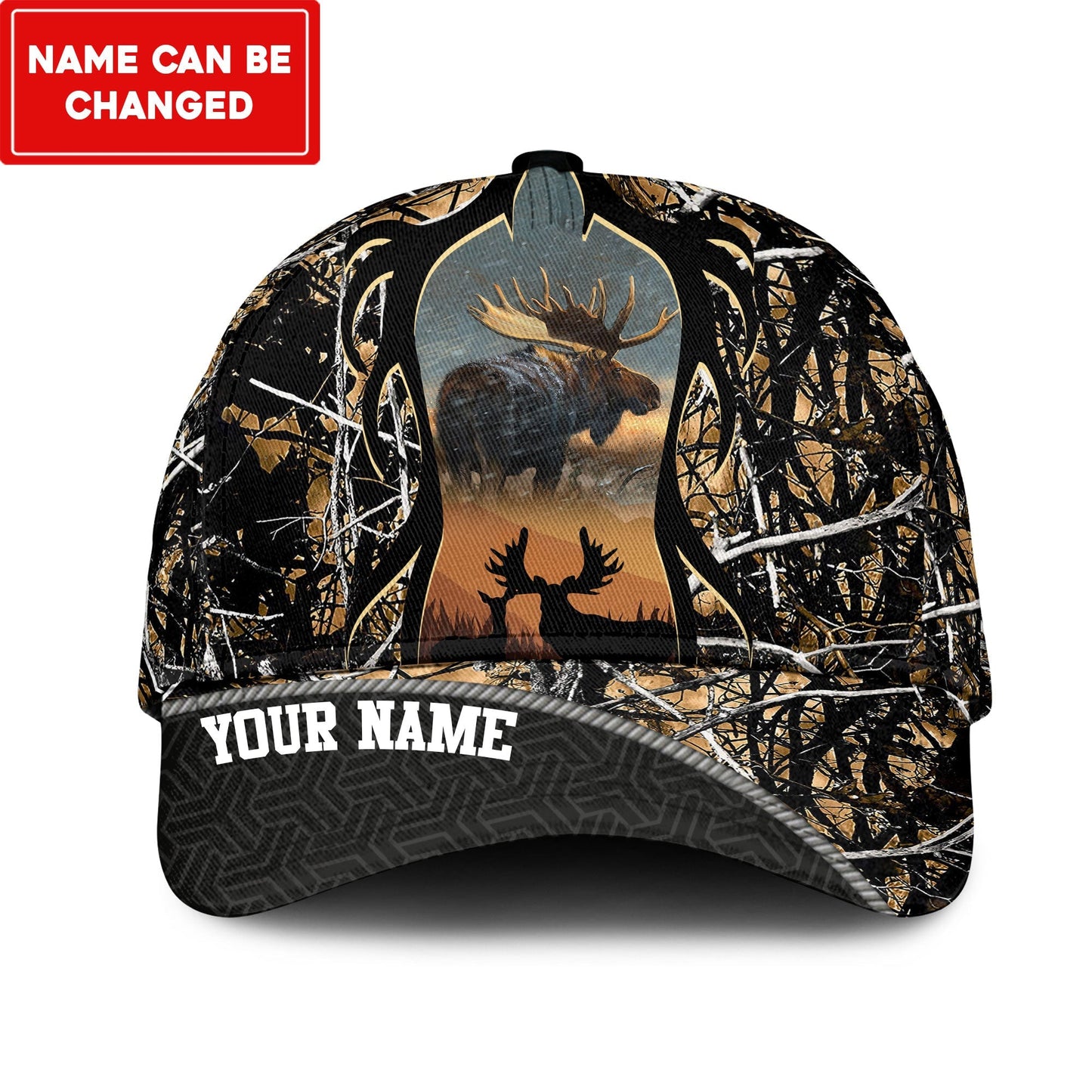 Frenzidea Moose Hunting Multicolor Personalized Cap