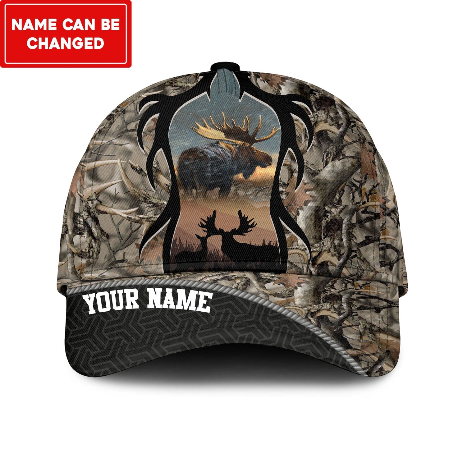 Frenzidea Moose Hunting Multicolor Personalized Cap