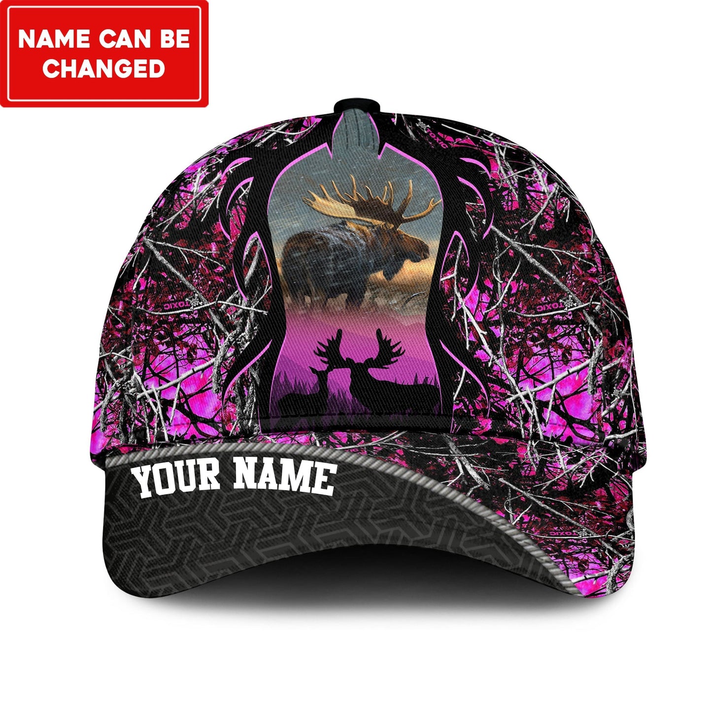 Frenzidea Moose Hunting Multicolor Personalized Cap