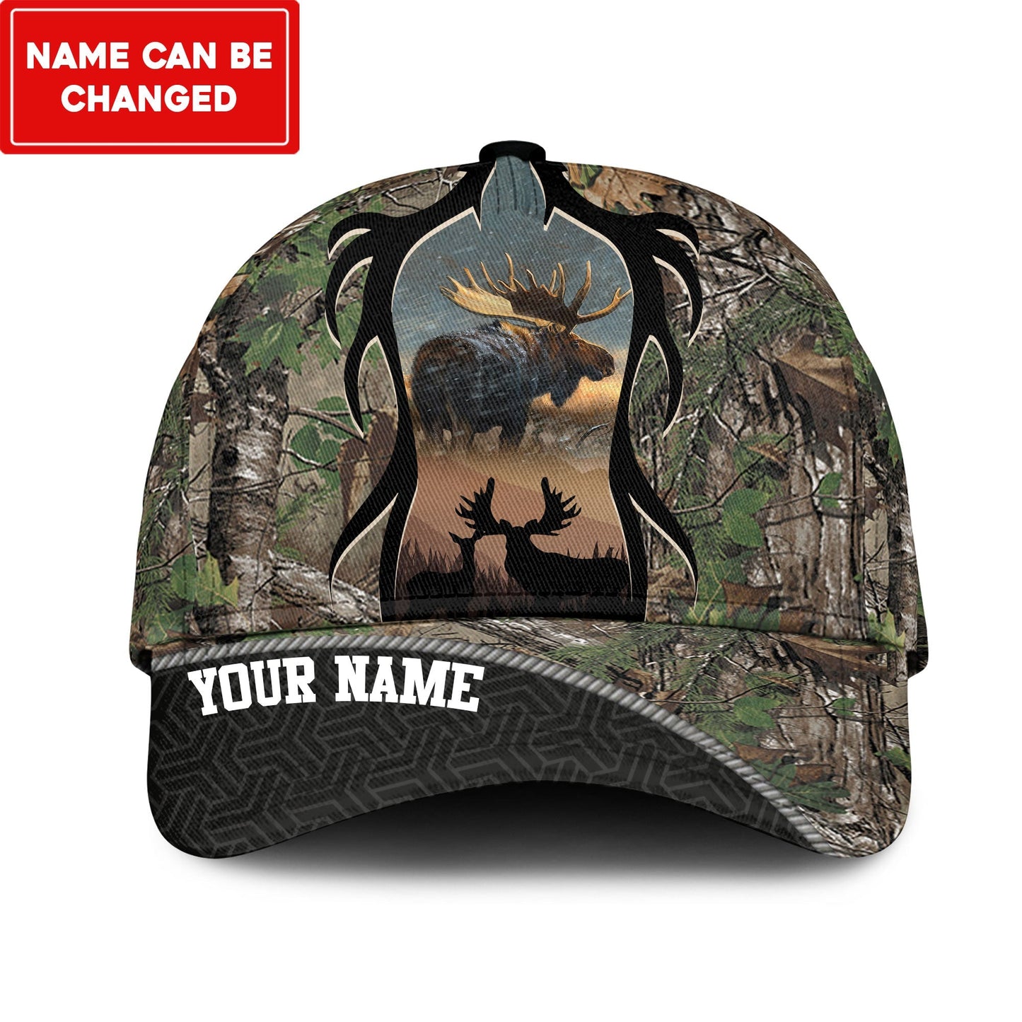 Frenzidea Moose Hunting Multicolor Personalized Cap