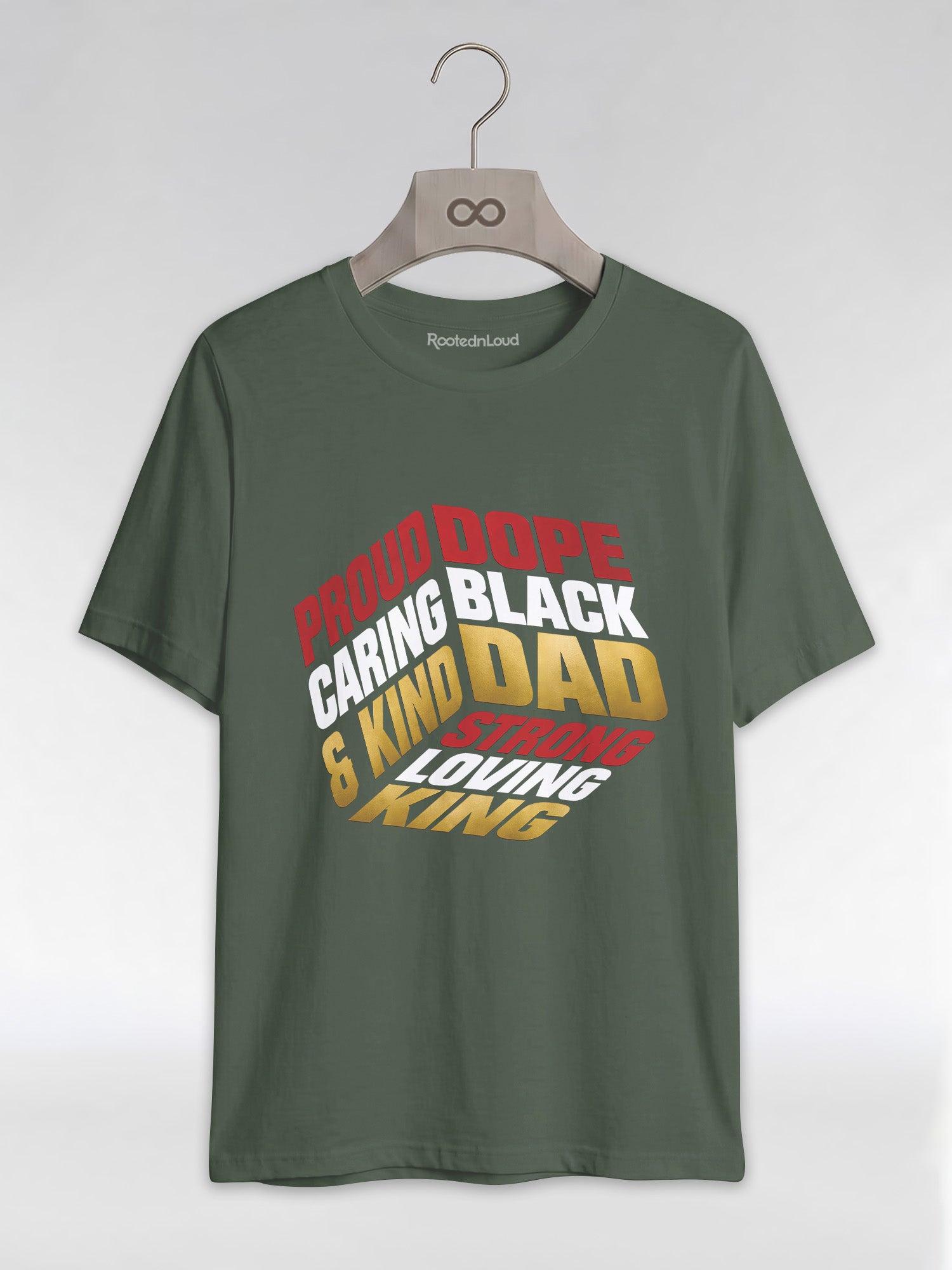 Proud Black Dad - Strong, Loving, King Graphic T-Shirt - RootednLoud
