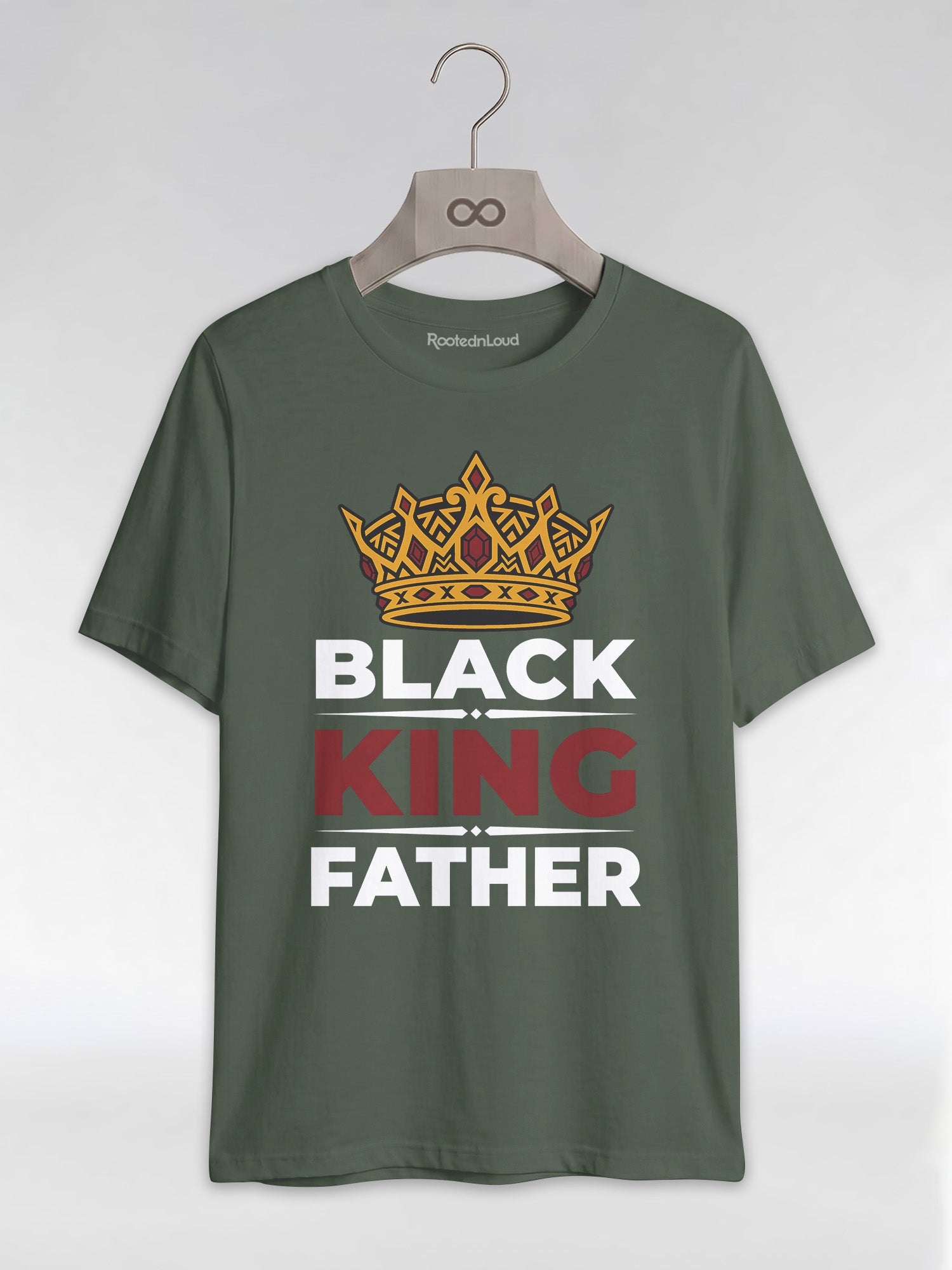 Black King Father Crown: Proud Dad Empowerment Graphic T-Shirt - RootednLoud