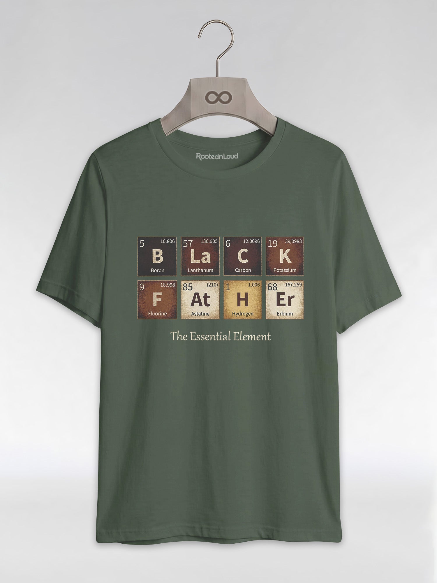Black Father: The Essential Element Periodic Table Graphic T-Shirt - RootednLoud