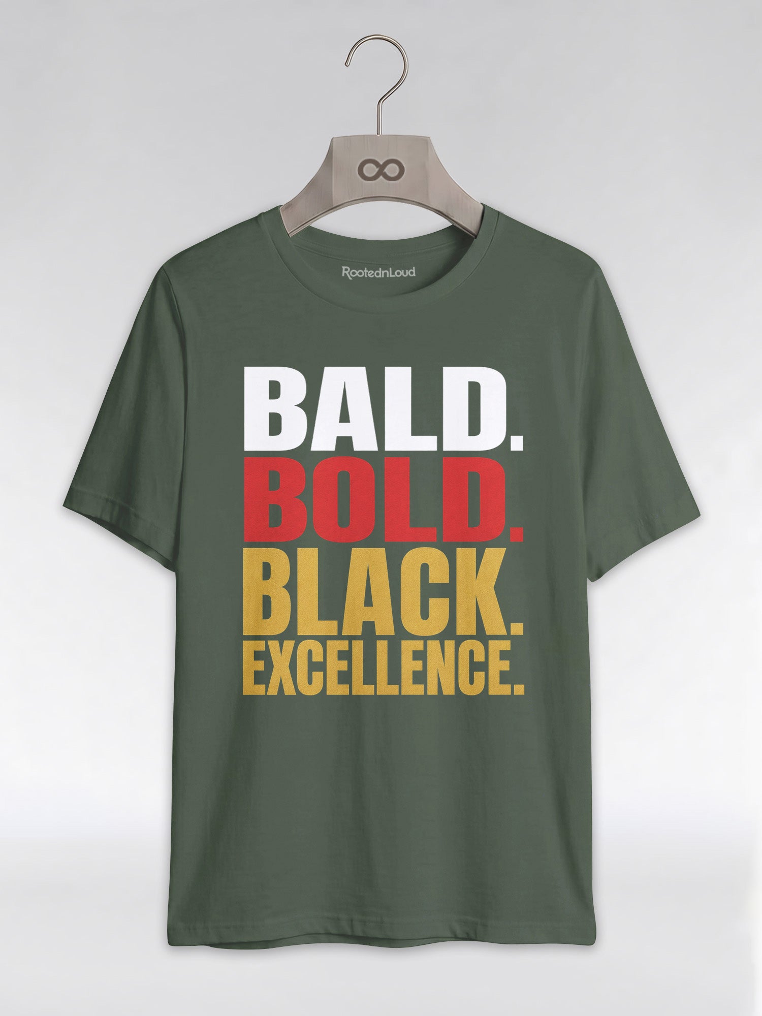 Bald & Bold: Black Excellence Typography Empowerment Graphic T-Shirt - RootednLoud