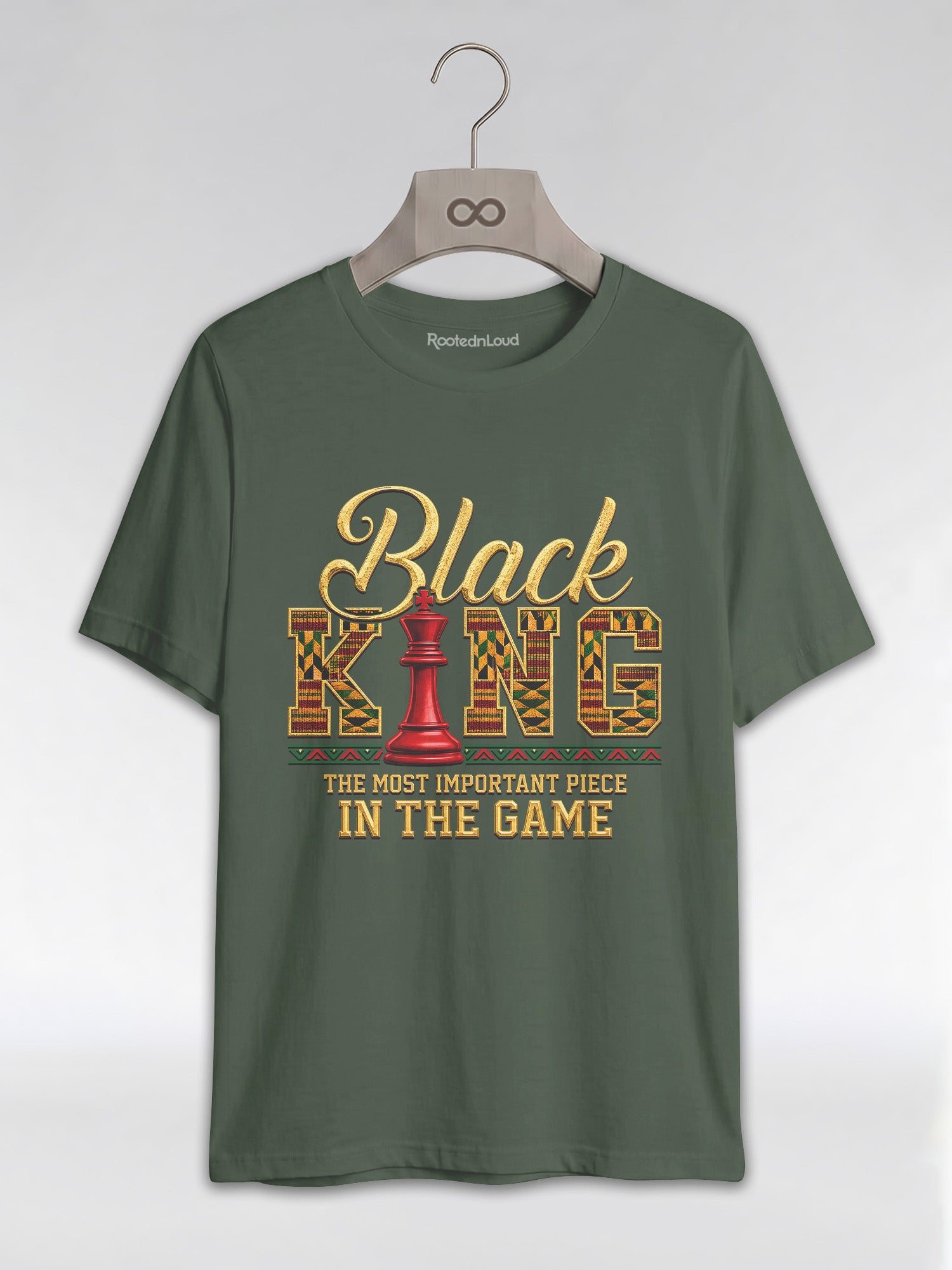 Black King Dad: The Most Important Piece In The Game Graphic T-Shirt - RootednLoud