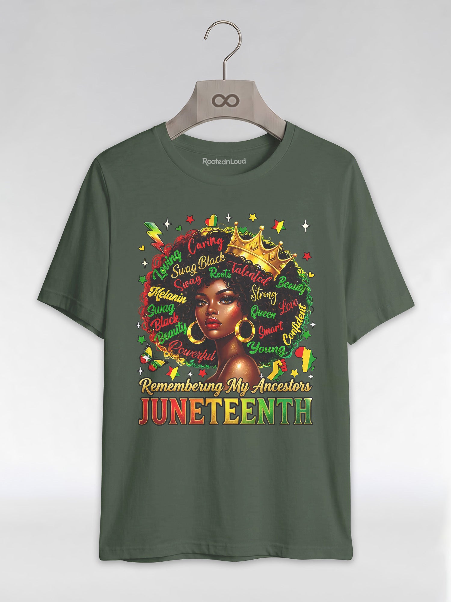 Remembering My Ancestors Juneteenth: Black Queen Graphic T-Shirt - RootednLoud