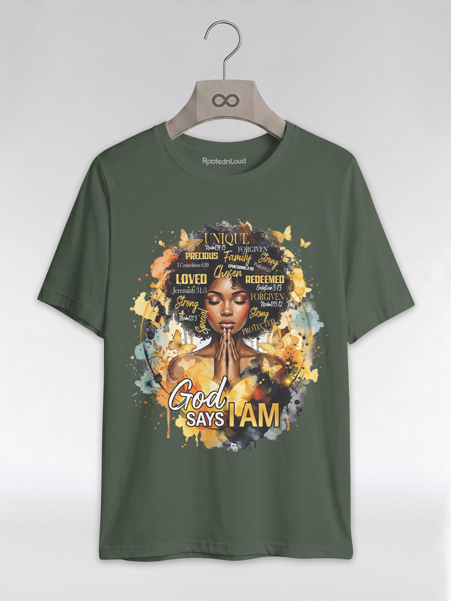 God Says I Am: Black Queen Christian Affirmations Graphic T-Shirt - RootednLoud