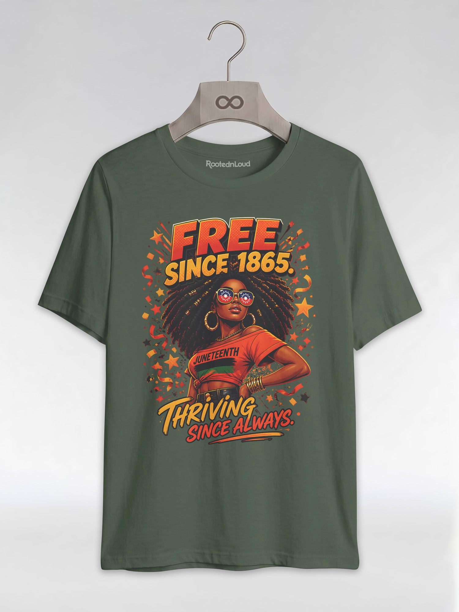 Thriving Since Always: Free Since 1865 Juneteenth Graphic T-Shirt - RootednLoud