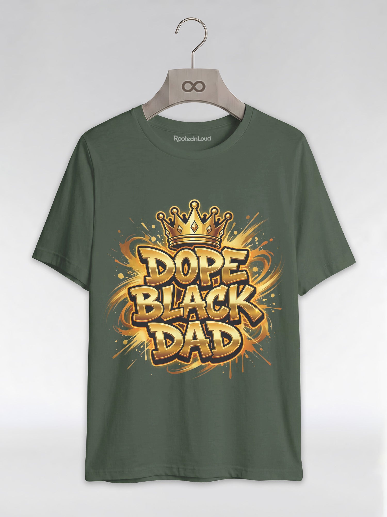 Dope Black Dad – Gold Graffiti King Edition Graphic T-Shirt - RootednLoud