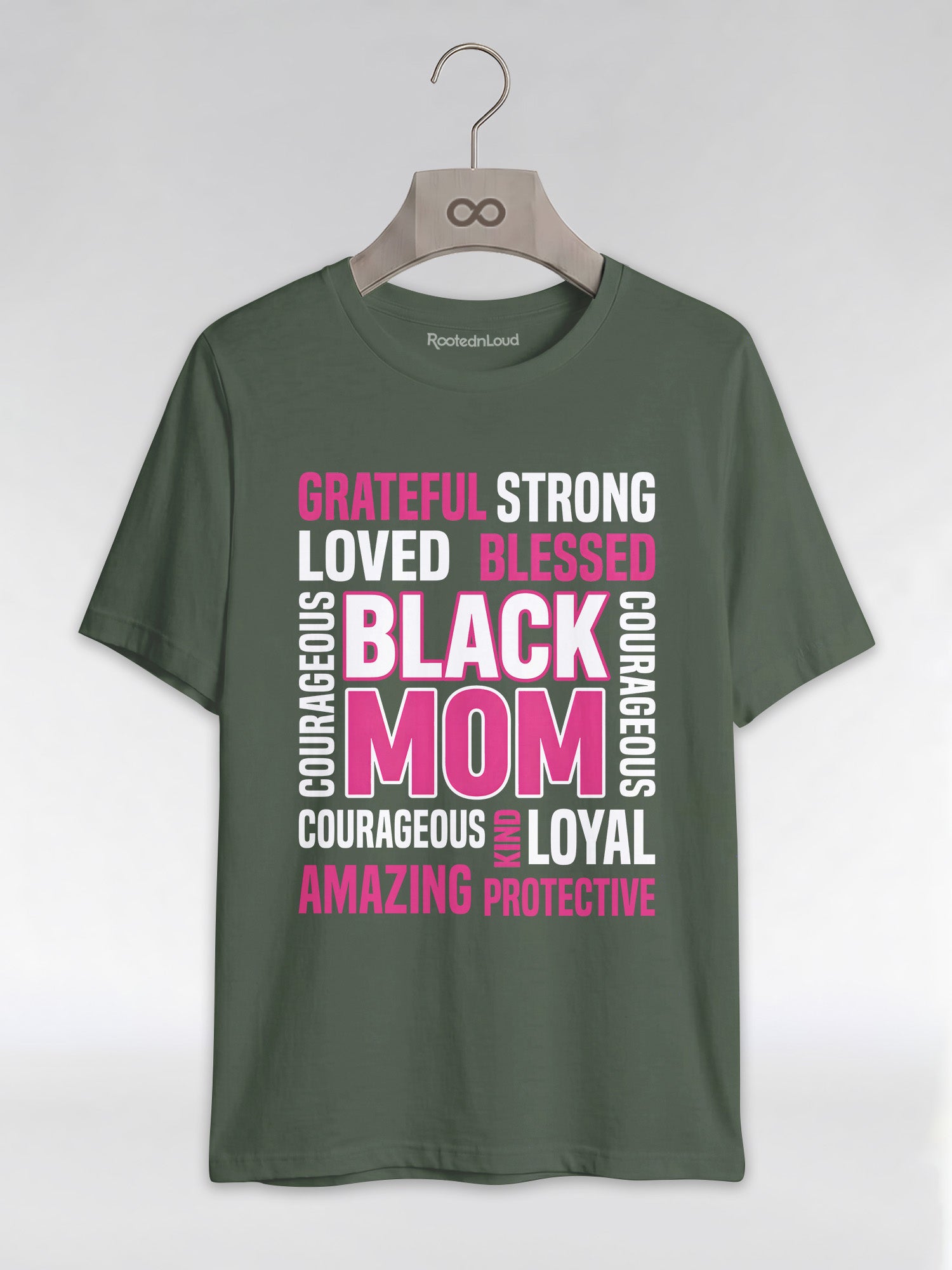 Strong & Blessed: Black Mom Affirmations Typography Graphic T-Shirt - RootednLoud