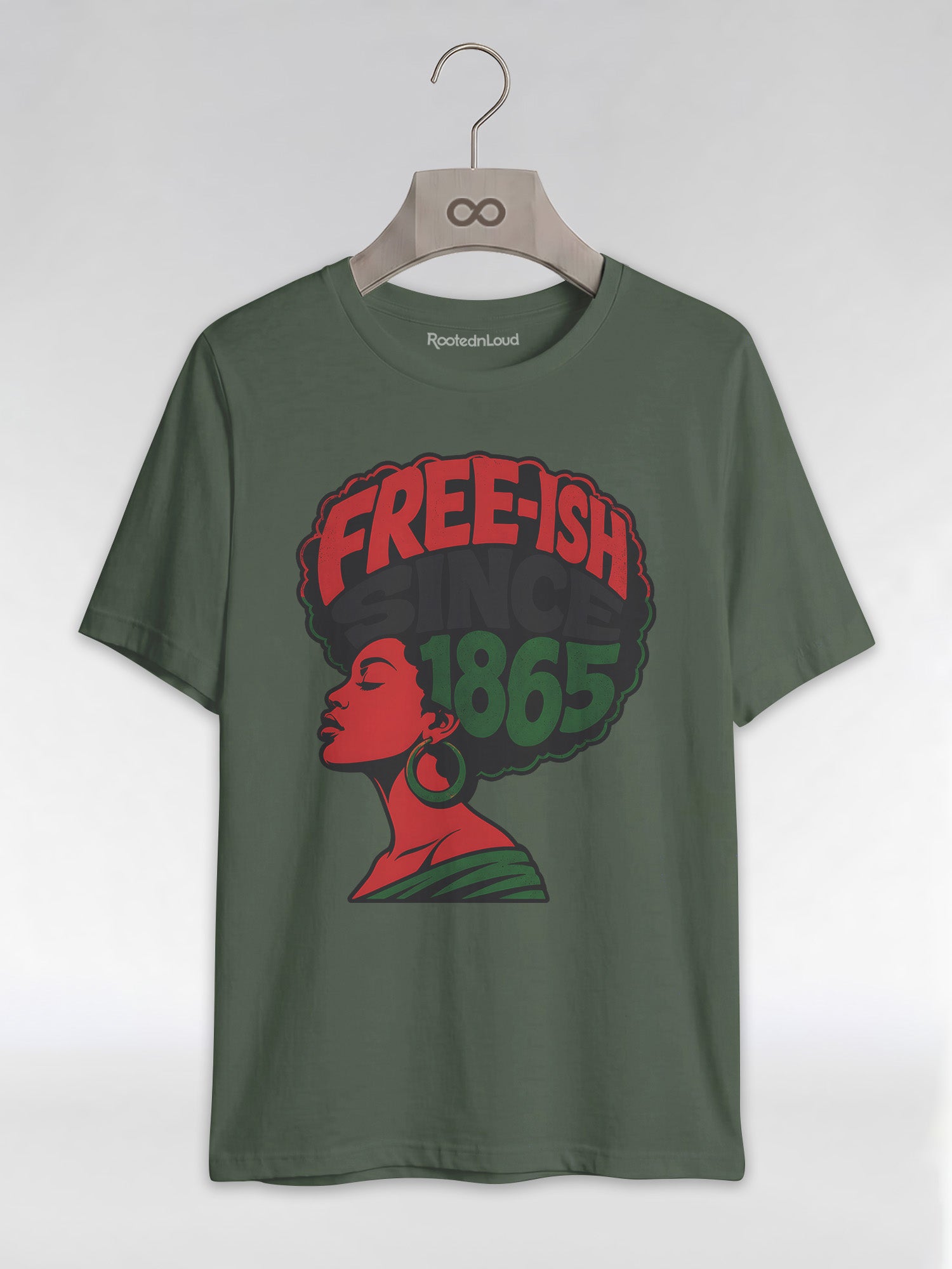 Free-ish Since 1865: Juneteenth Afro Silhouette Graphic T-Shirt - RootednLoud