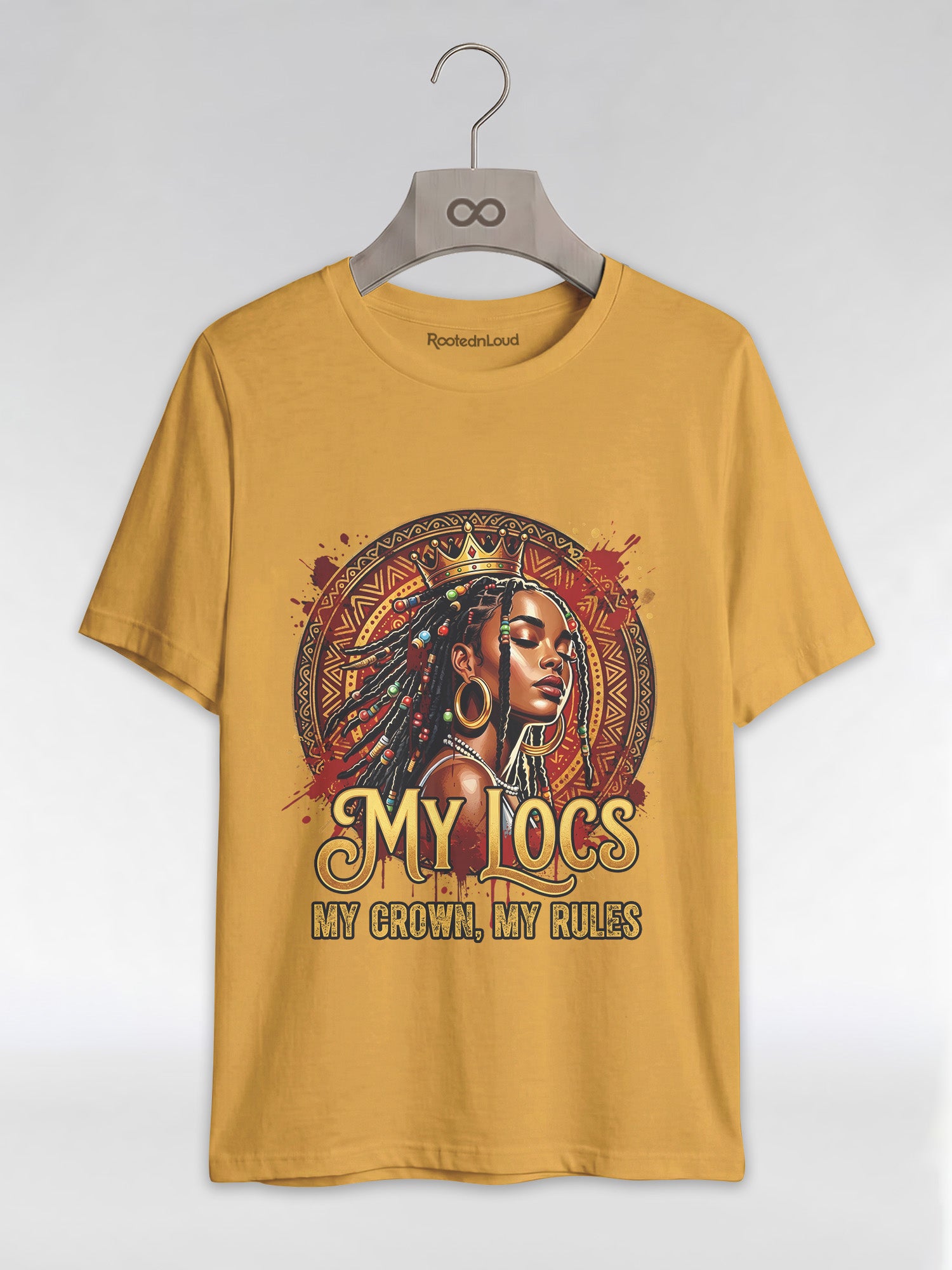 My Locs My Crown: Regal Black Queen Graphic T-Shirt - RootednLoud