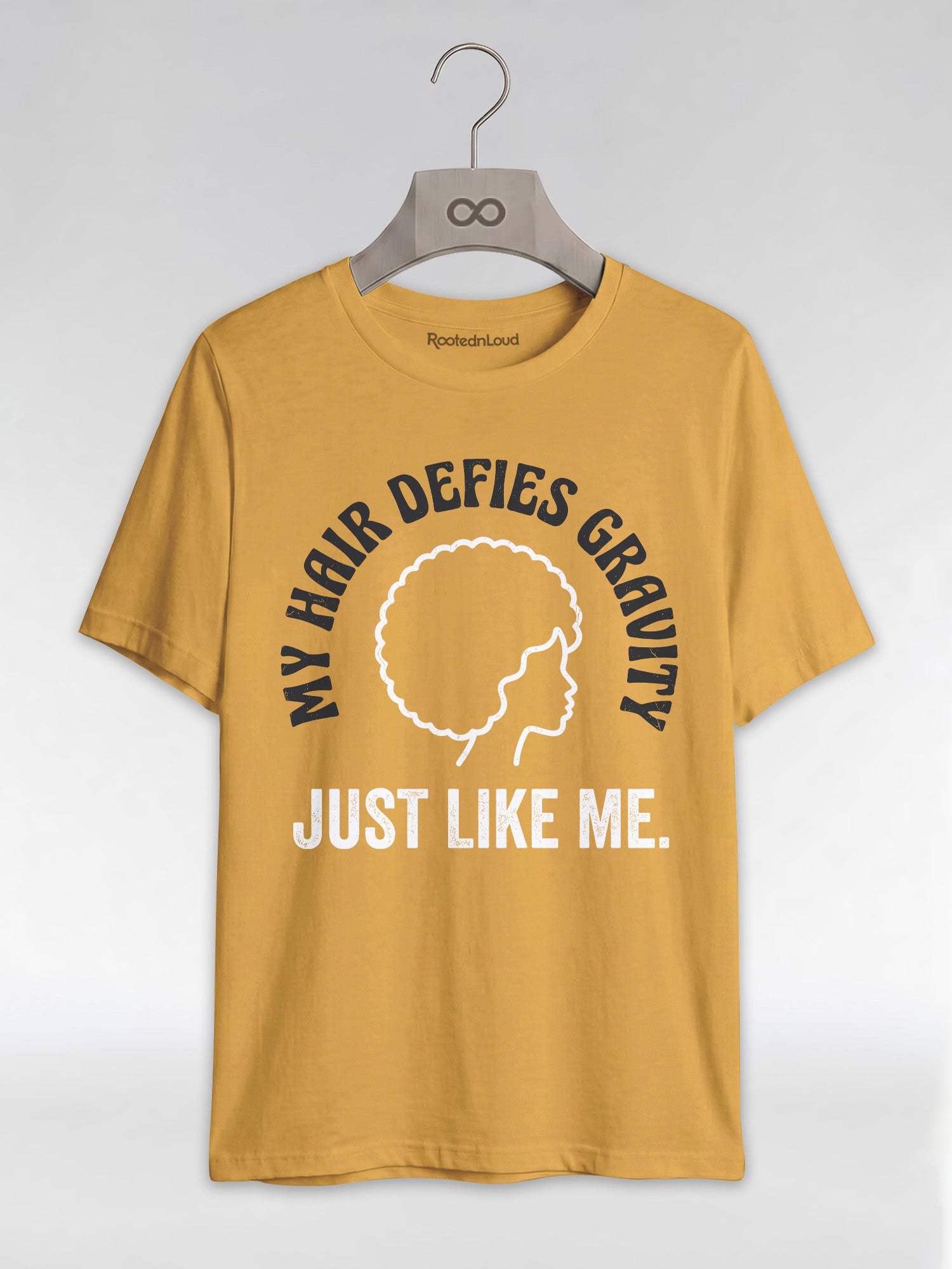 My Hair Defies Gravity Just Like Me: Black Girl Magic Afro Graphic T-Shirt - RootednLoud