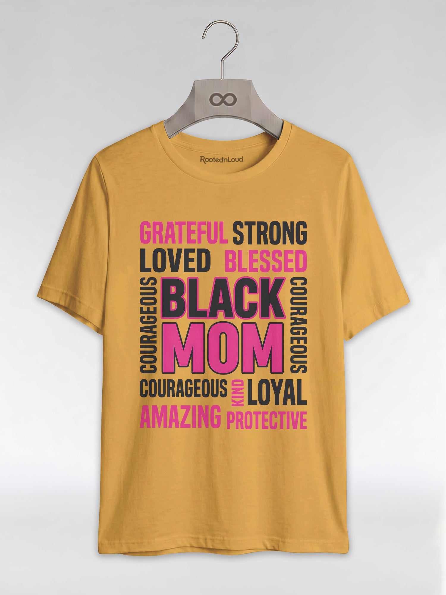 Strong & Blessed: Black Mom Affirmations Typography Graphic T-Shirt - RootednLoud