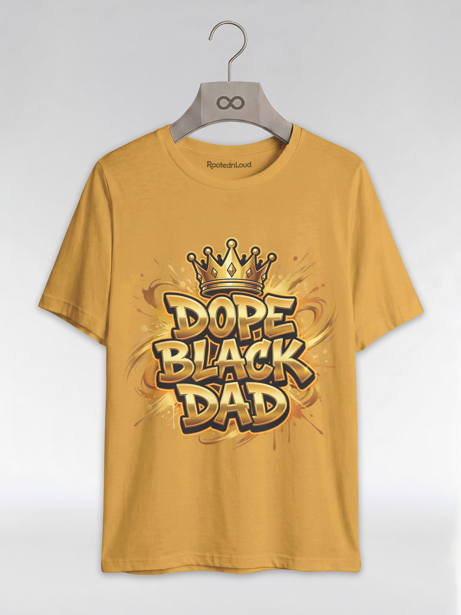 Dope Black Dad – Gold Graffiti King Edition Graphic T-Shirt - RootednLoud