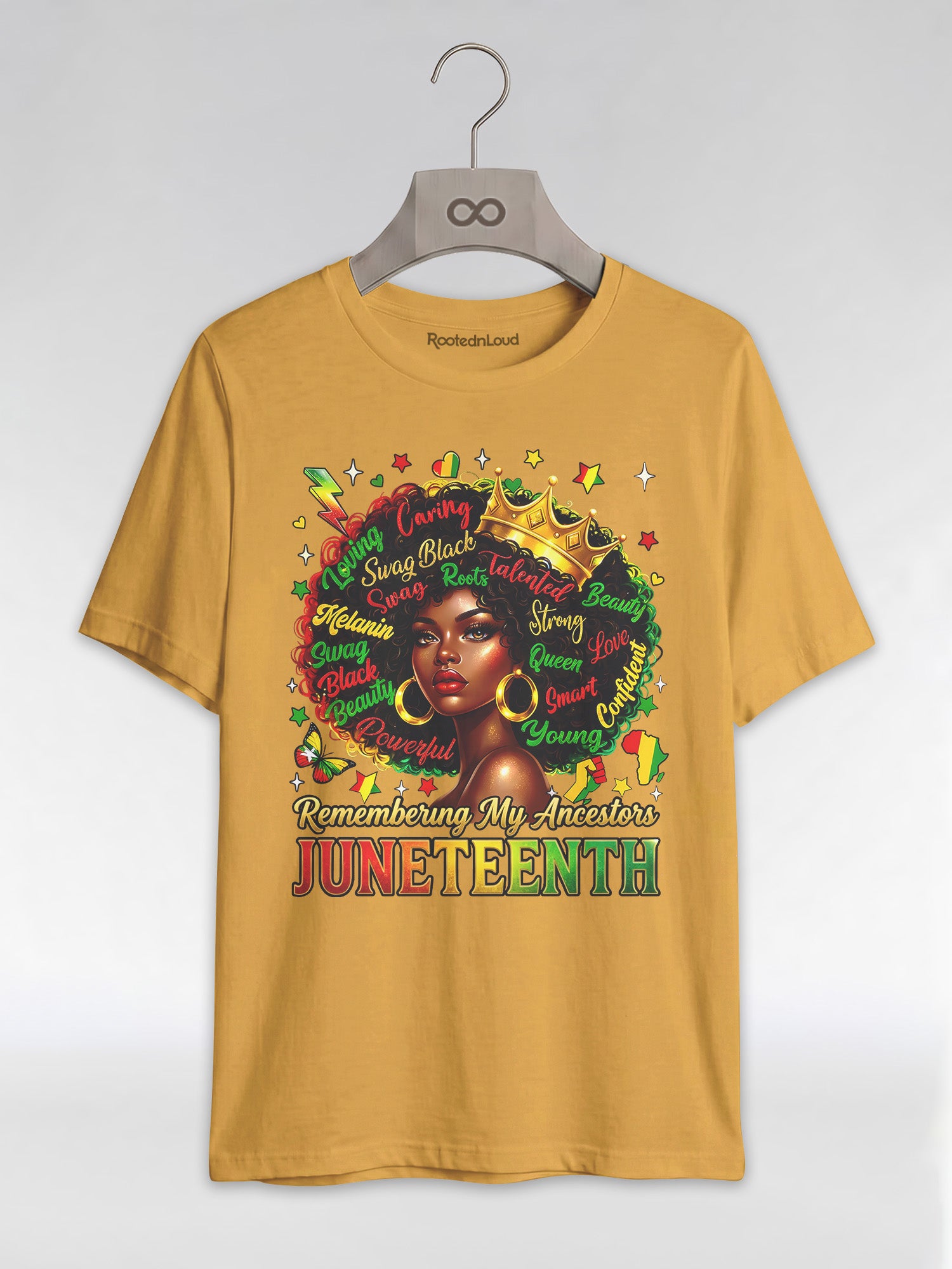 Remembering My Ancestors Juneteenth: Black Queen Graphic T-Shirt - RootednLoud