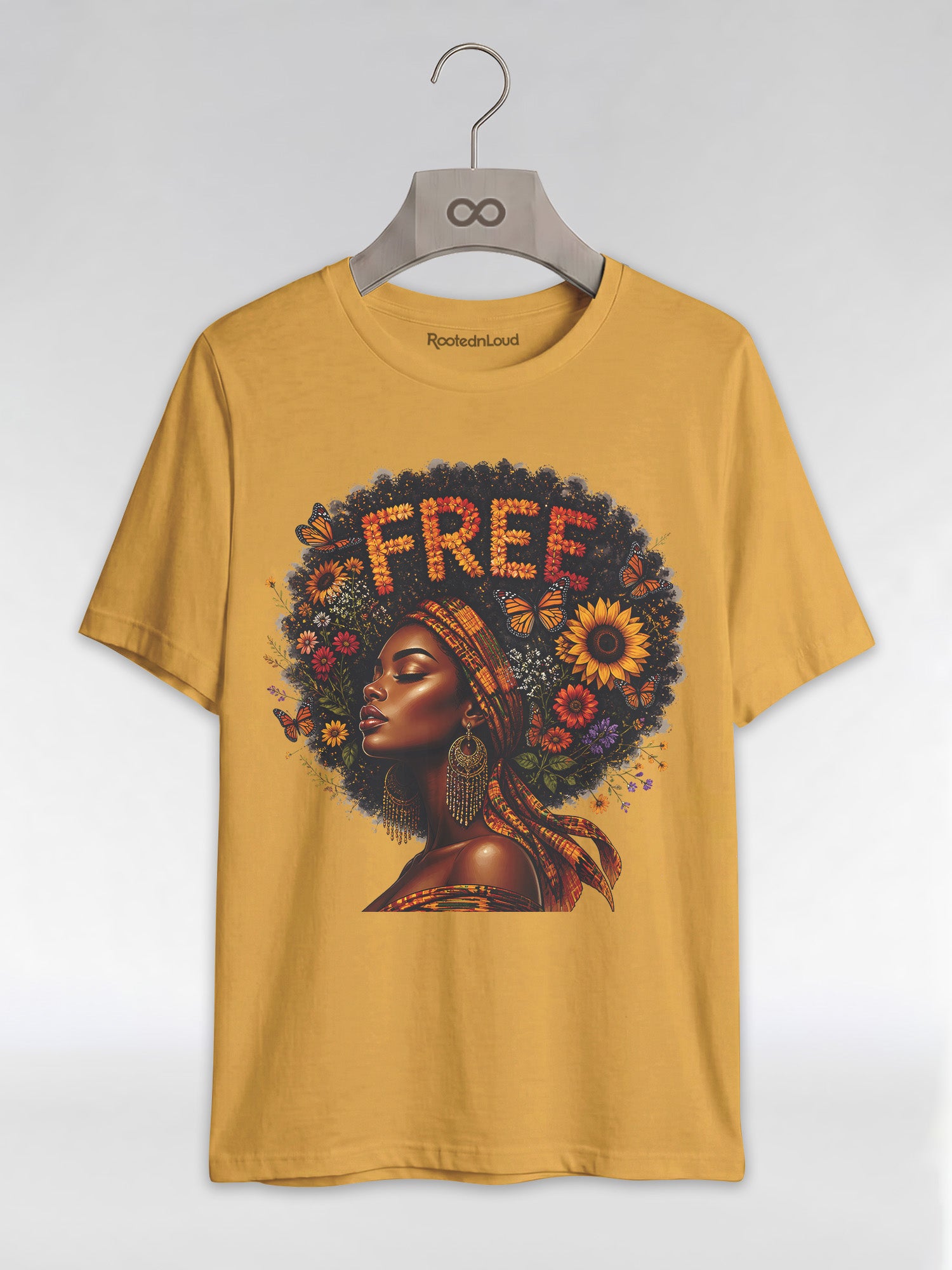 Free Floral Afro: Melanin Queen Empowerment Graphic T-Shirt - RootednLoud