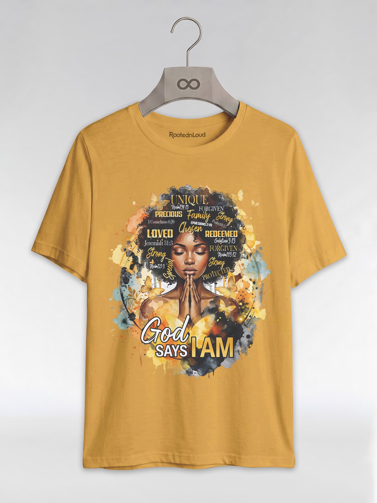 God Says I Am: Black Queen Christian Affirmations Graphic T-Shirt - RootednLoud