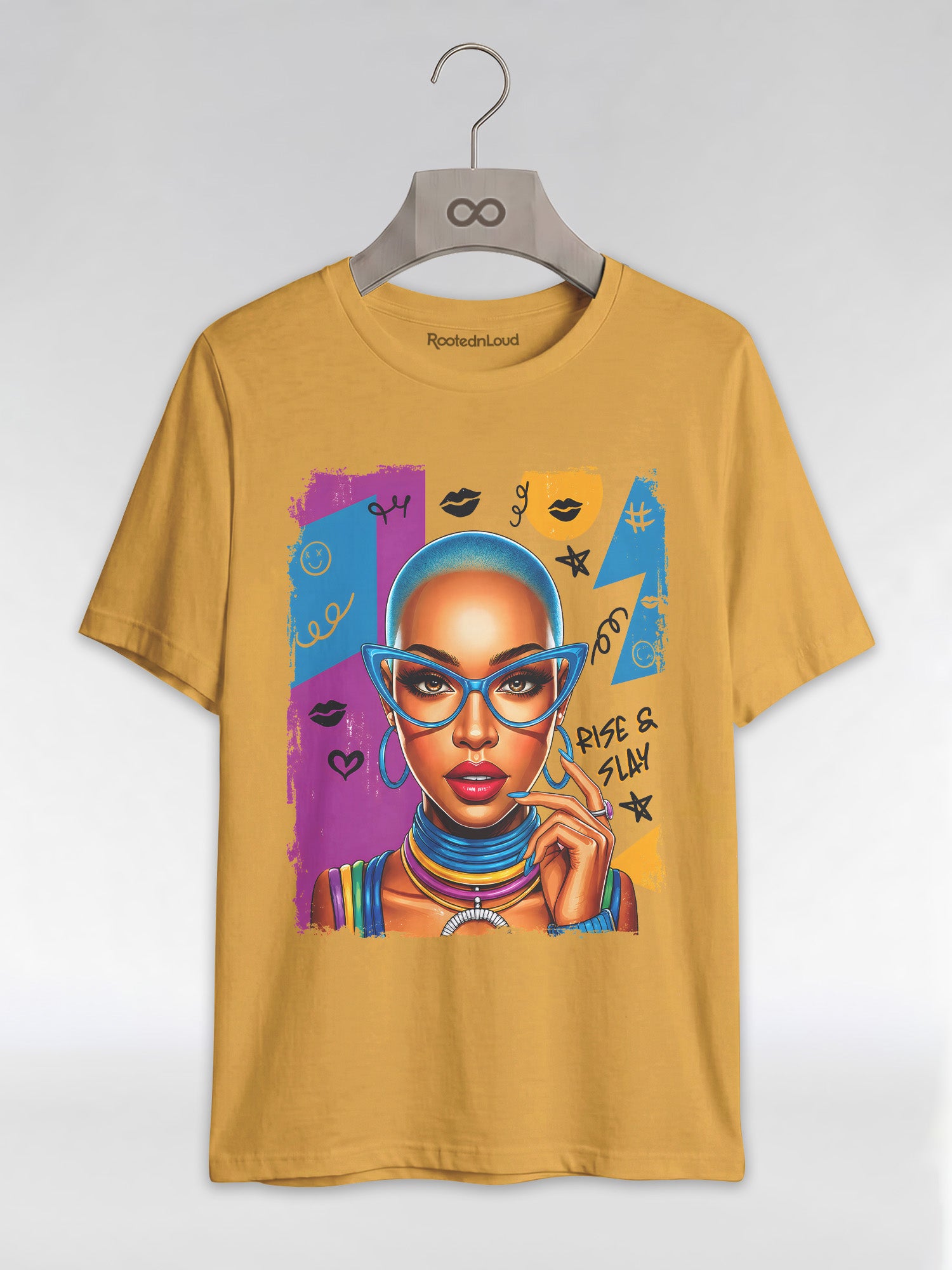 Rise & Slay: 90s Retro Pop Art Black Queen Graphic T-Shirt - RootednLoud