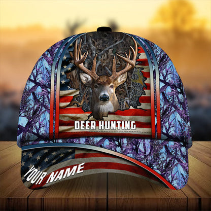 Frenzidea Premium Florapunk Cracked Flag Deer Hunting Personalized Cap