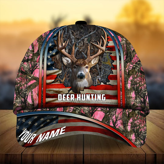 Frenzidea Premium Florapunk Cracked Flag Deer Hunting Personalized Cap