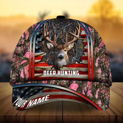 Frenzidea Premium Florapunk Cracked Flag Deer Hunting Personalized Cap