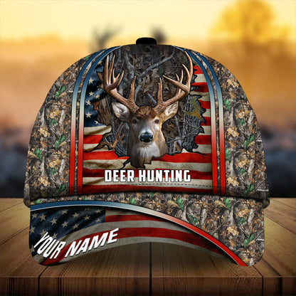 Frenzidea Premium Florapunk Cracked Flag Deer Hunting Personalized Cap
