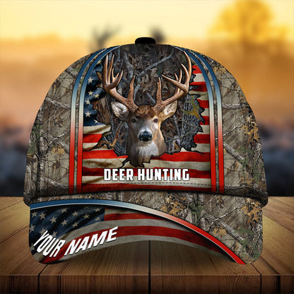 Frenzidea Premium Florapunk Cracked Flag Deer Hunting Personalized Cap