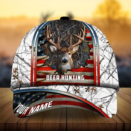 Frenzidea Premium Florapunk Cracked Flag Deer Hunting Personalized Cap