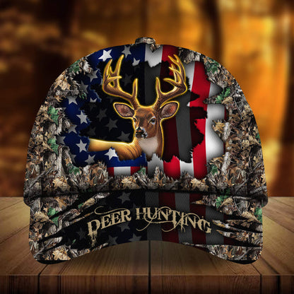Frenzidea Eternity Cracked Flag Deer Hunting Multicolor Personalized Cap