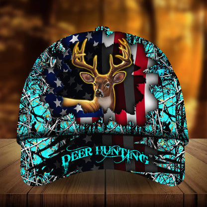 Frenzidea Eternity Cracked Flag Deer Hunting Multicolor Personalized Cap