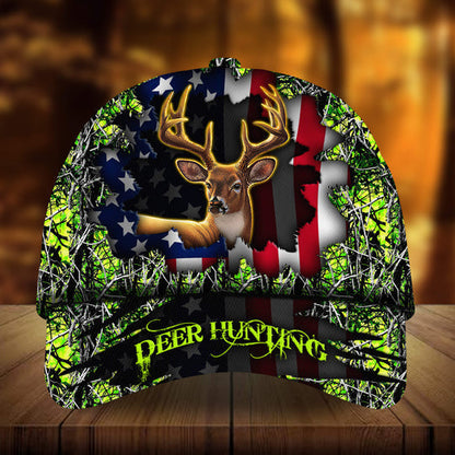 Frenzidea Eternity Cracked Flag Deer Hunting Multicolor Personalized Cap