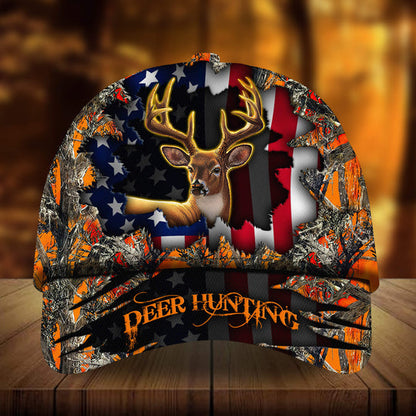 Frenzidea Eternity Cracked Flag Deer Hunting Multicolor Personalized Cap