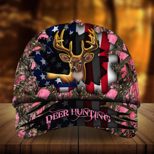 Frenzidea Eternity Cracked Flag Deer Hunting Multicolor Personalized Cap