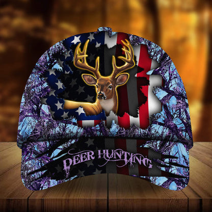 Frenzidea Eternity Cracked Flag Deer Hunting Multicolor Personalized Cap