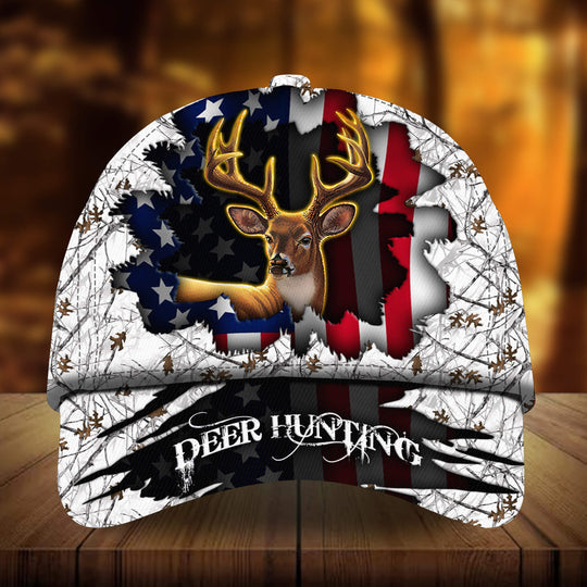 Frenzidea Eternity Cracked Flag Deer Hunting Multicolor Personalized Cap