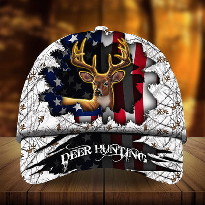 Frenzidea Eternity Cracked Flag Deer Hunting Multicolor Personalized Cap
