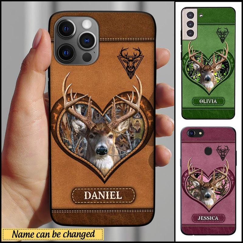 Frenzidea Deer Hunting Leather Pattern Personalized Name Multicolor Phone Case (6 colors)