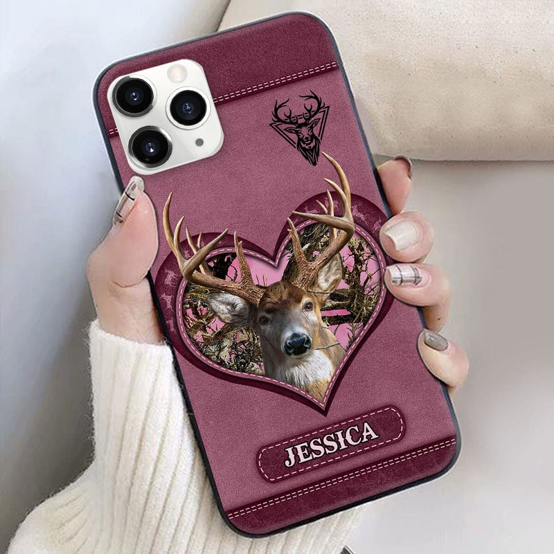 Frenzidea Deer Hunting Leather Pattern Personalized Name Multicolor Phone Case (6 colors)