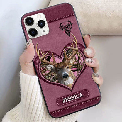 Frenzidea Deer Hunting Leather Pattern Personalized Name Multicolor Phone Case (6 colors)