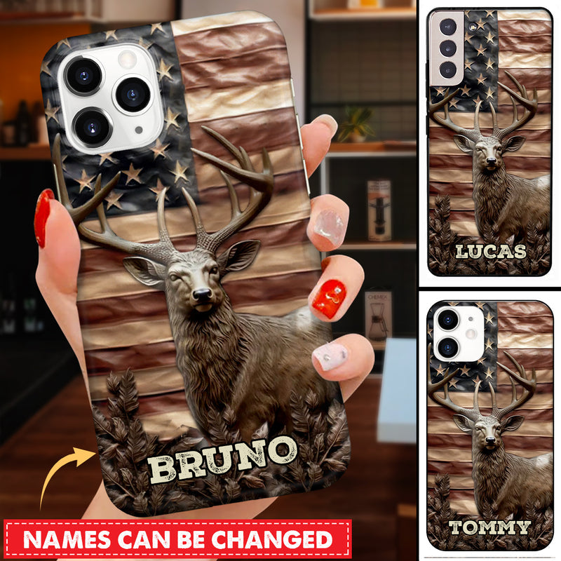 Frenzidea Deer American Flag Personalized Name Phone Case