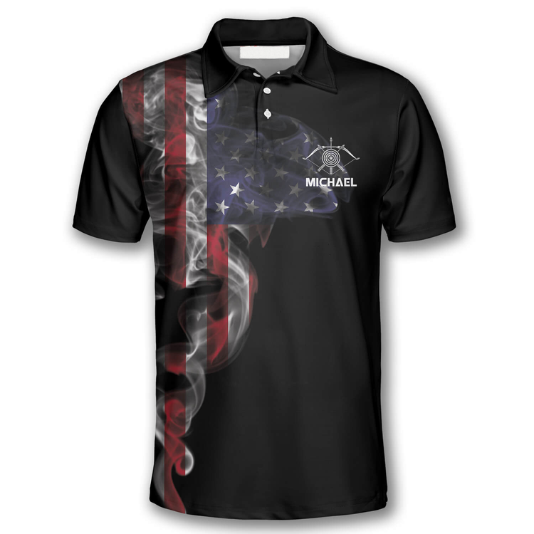 Frenzidea Smoky US Flag Archery Personalized Unisex Shirt