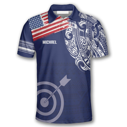 Frenzidea US Flag Tribal Pattern Personalized Name Shirt