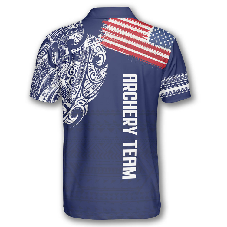 Frenzidea US Flag Tribal Pattern Personalized Name Shirt