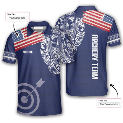 Frenzidea US Flag Tribal Pattern Personalized Name Shirt