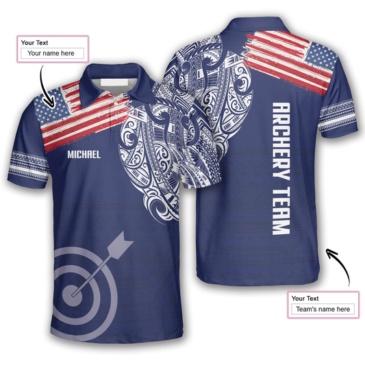 Frenzidea US Flag Tribal Pattern Personalized Name Shirt