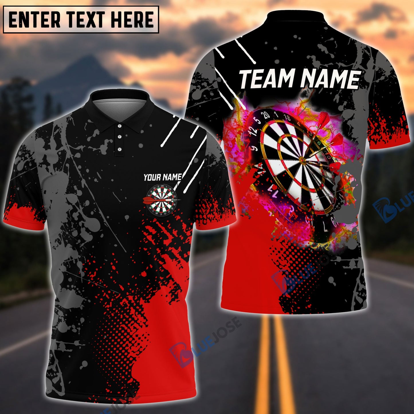 frenzidea Paint Style Darts Red Personalized Name, Team Name 3D Shirt