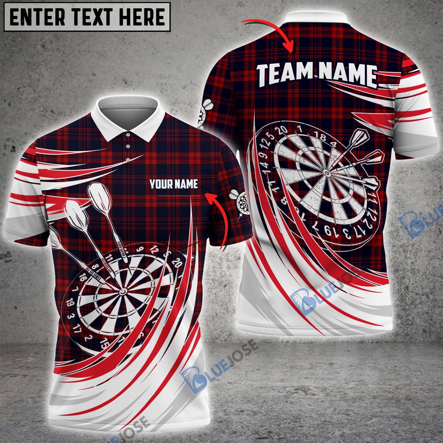 Frenzidea Darts Plaid Color Personalized Name, Team Name 3D Shirt (4 Colors)