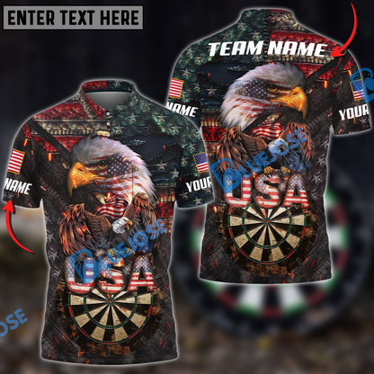 frenzidea USA Pride Eagle Darts Personalized Name, Team Name 3D Shirt