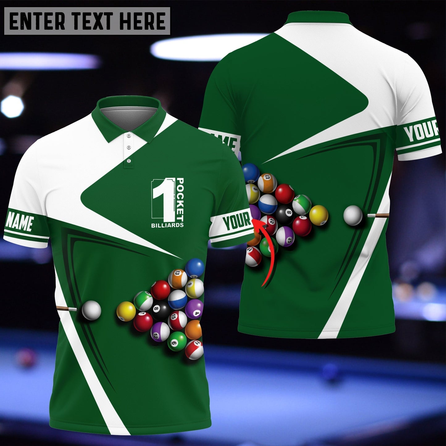 Frenzidea One Pocket Billiards Personalized Unisex Shirt